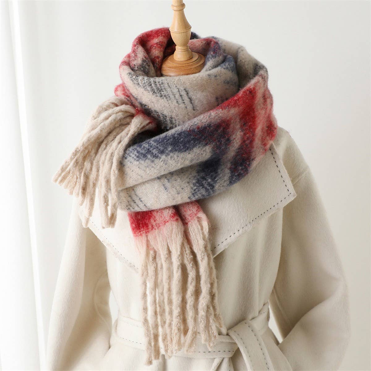 Zigzag Color Stripe Fringe Scarf For Winter_Cwasc2761