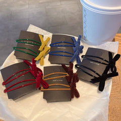 Velvet Bow Hair Clip Sweet Winter Style_Cwaha08069