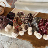 CUTE DOUBLE BALL WARM CHILDRENS KNITTED SCARF_CWASC2104