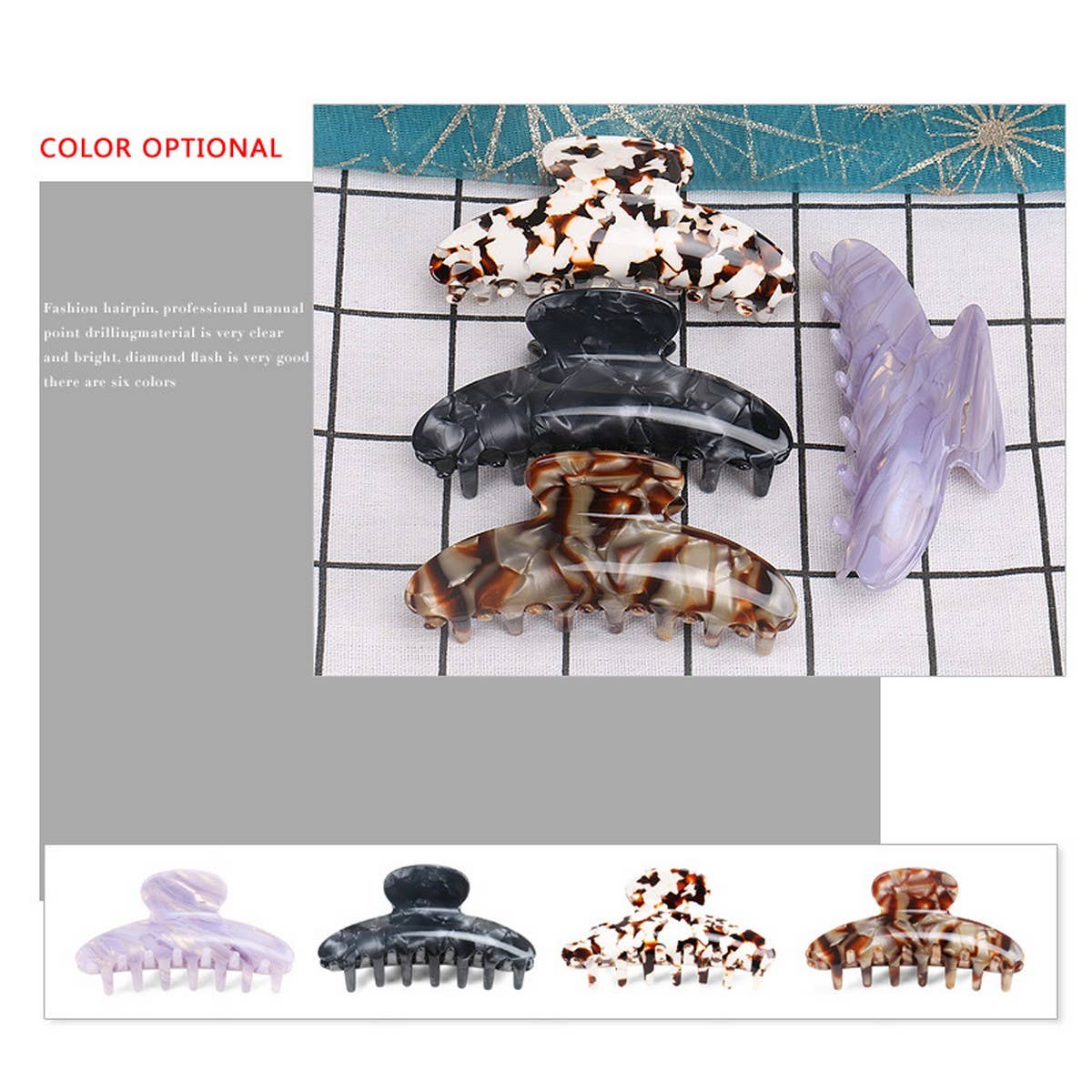 LARGE GRAB CLIP ACETATE SHARK CLIP HAIRPIN_CWAHA4327