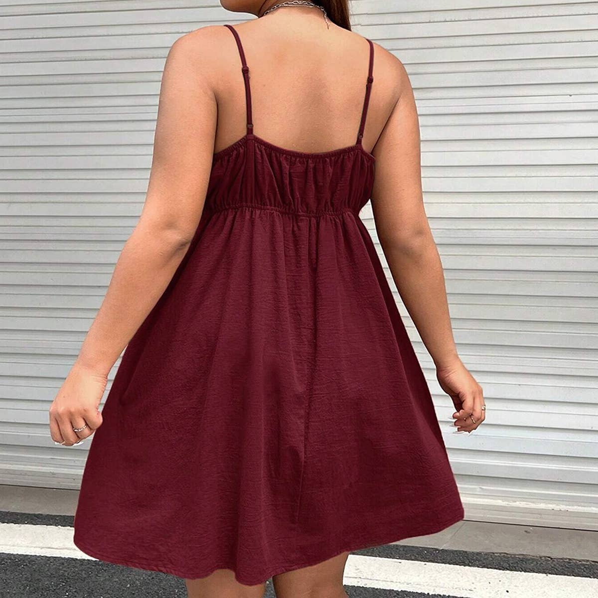 SLEEVELESS MINI DRESS WAIST SLIM STRAPPY FIT_CWDHL1043