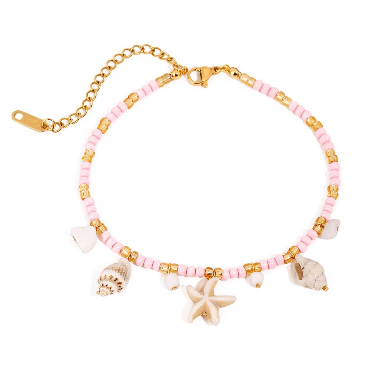 18K GOLD SHELL BEAD ANKLET STAINLESS STEEL_CWAJE4755