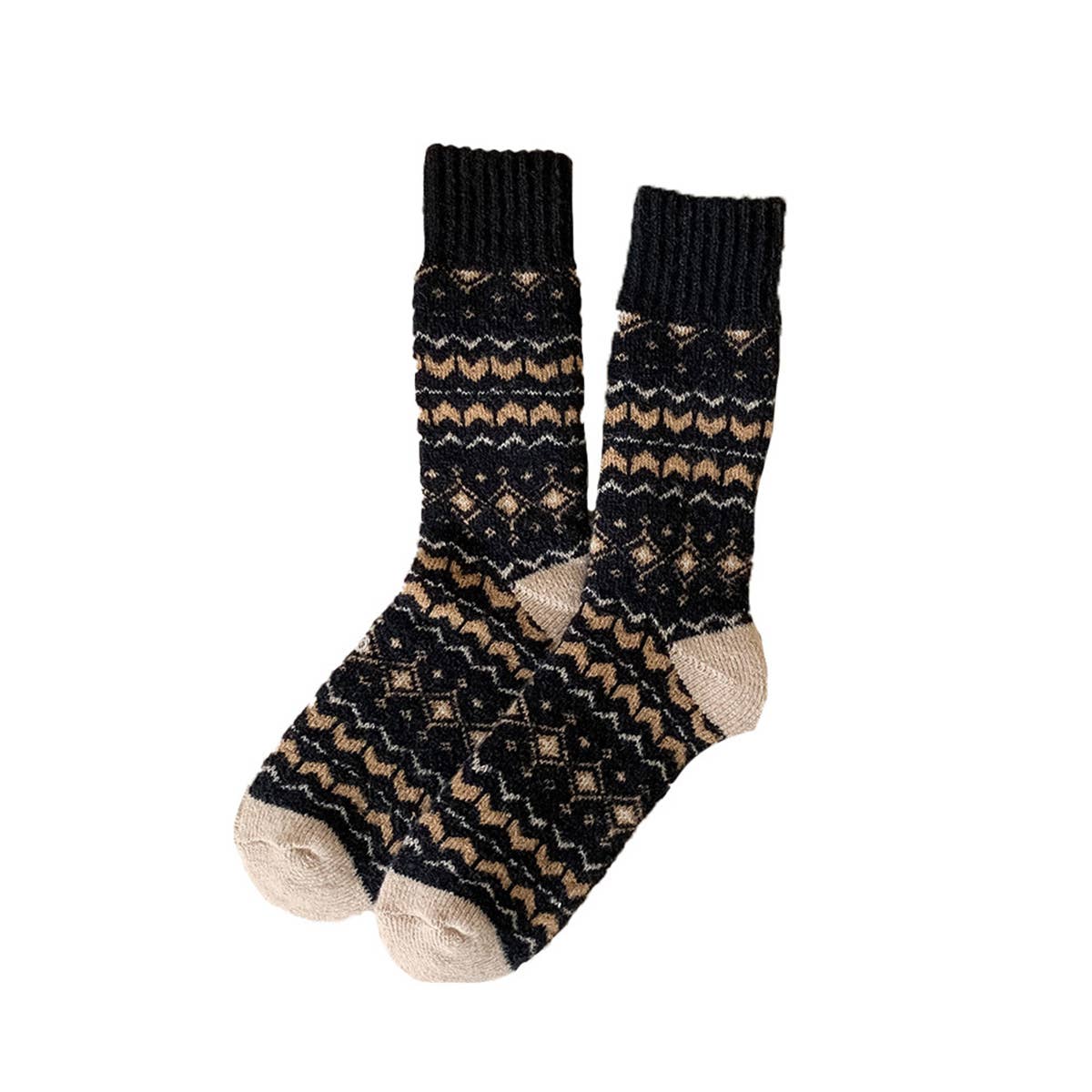 Extra Thick Wool Fair Isle Winter Socks_Cwms03218