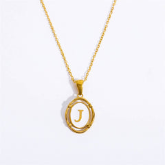 NEW CREATIVE 26 LETTERS PENDANT OVAL NECKLACE_CWMM3771
