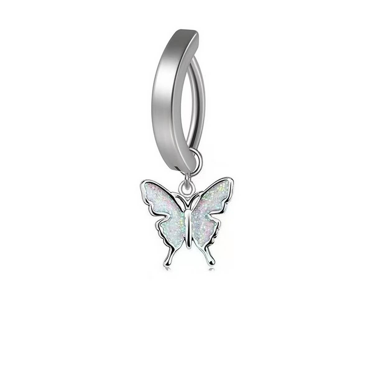 MINIMAL CURVED BUTTERFLY STAR BELLY BUTTON RING_CWMM9466