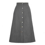 CORDUROY SKIRT SINGLE BREASTED HIGH WAISTLONGSKIRT_CWBSS0372