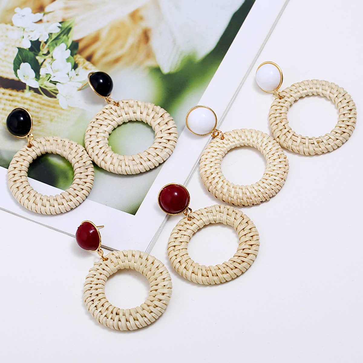 BRAIDED ROUND DROP EARRINGS_CWAJE0443