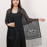 Sexy Flower Hollow Long Beard Triangle Scarf Shawl_Cwmm1999