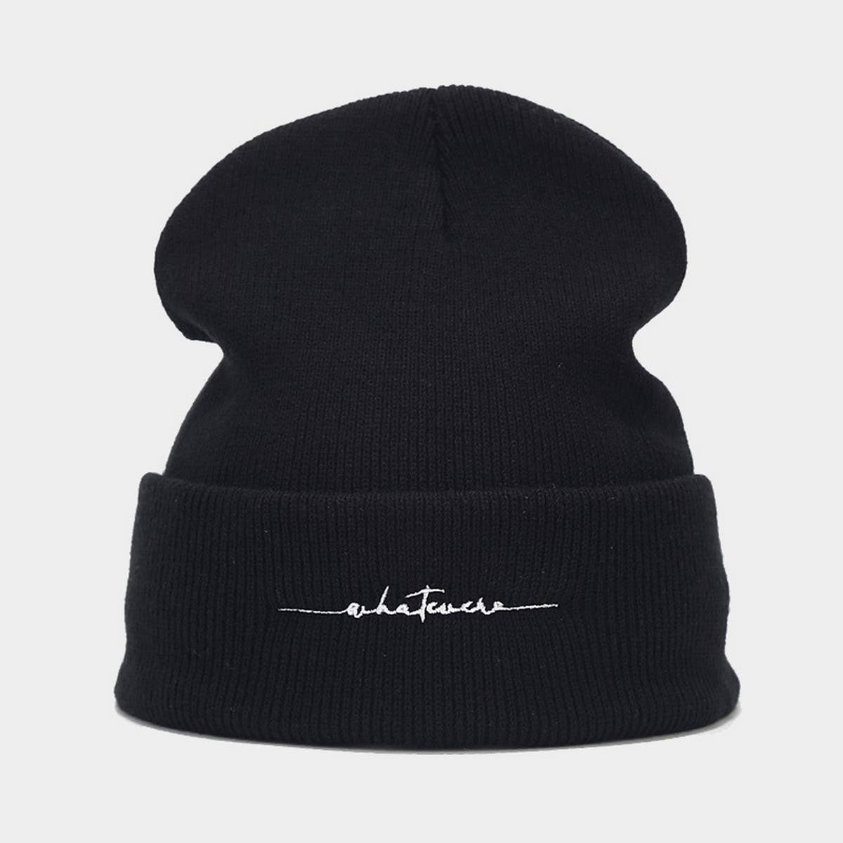 SIMPLE LETTER EMBROIDERY KNITTED HAT_CWAH1586