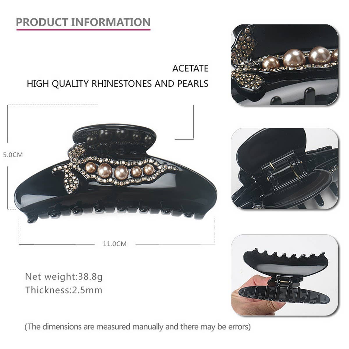 LARGE ACETATE HAIR ACCESSORIES SHARK CLIP_CWAHA4271