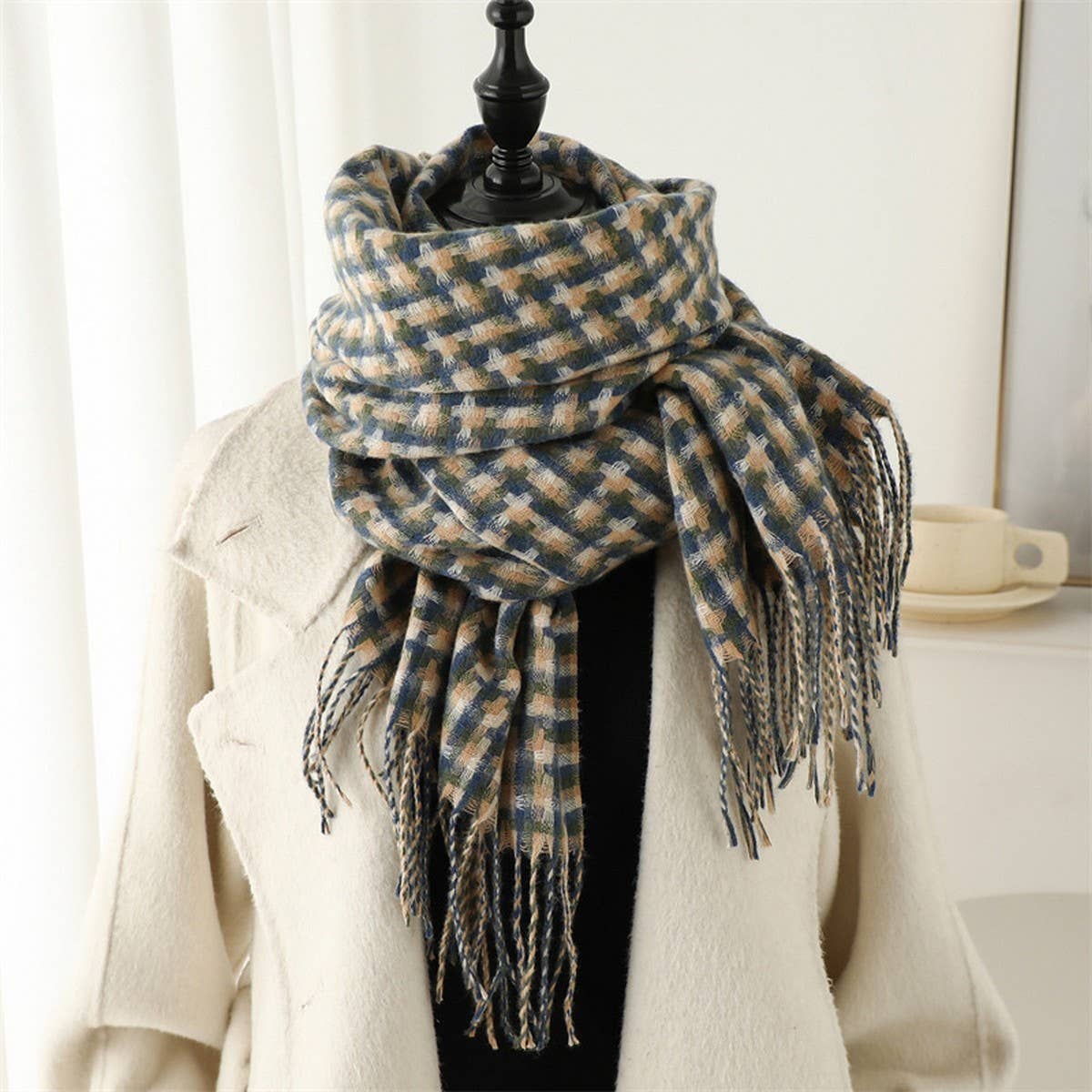 NEW RETRO BRITISH PLAID WARM SCARF_CWASC1441