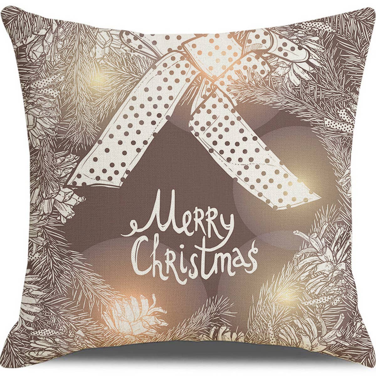 GOLD CHRISTMAS PRINT PILLOWCASE_CWMM1394