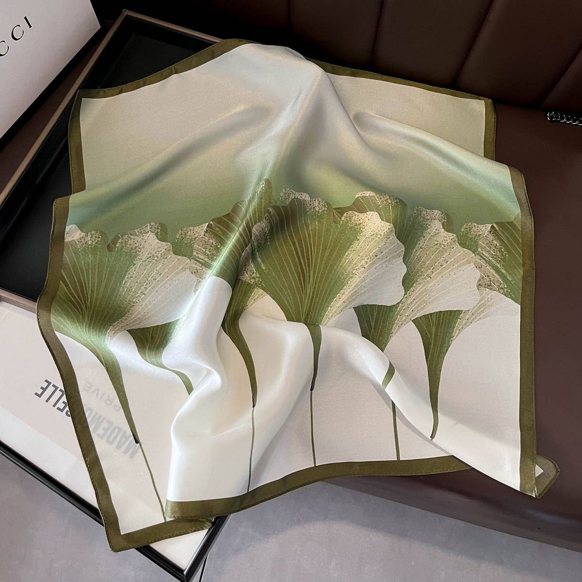 100% SILK FLOWER SCARF ELEGANT LOTUS PRINT SHAWL_CWASC0541