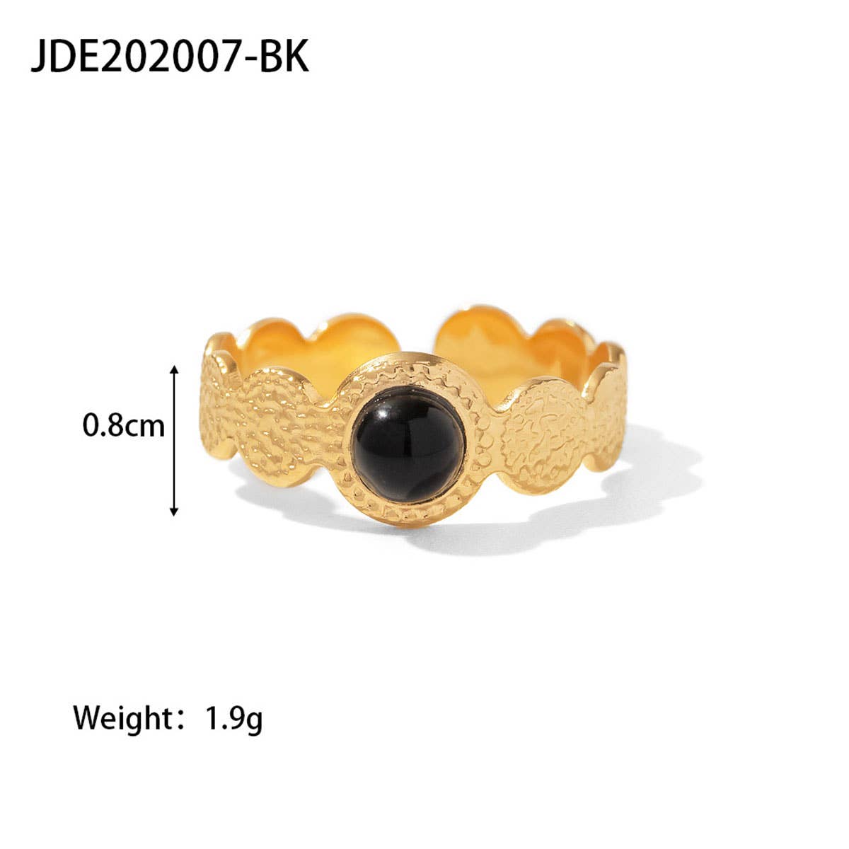 GOLD STAINLESS STEEL INLAID NATURAL STONE RINGS_CWAJE0611
