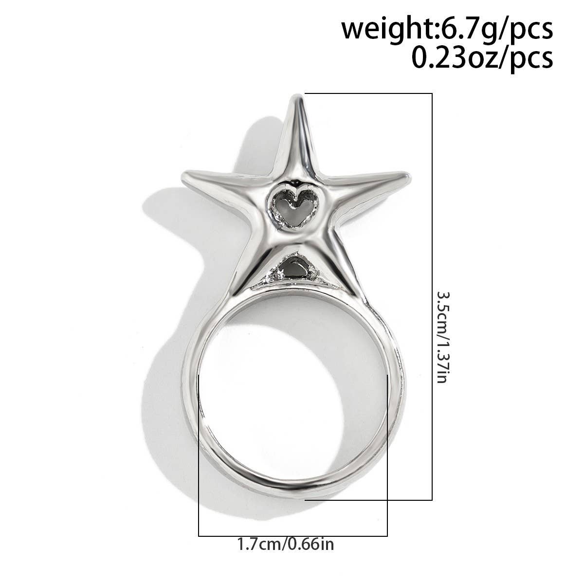 GYPSY STYLE 3D STAR SHAPED LETTER RING_CWAJE1825