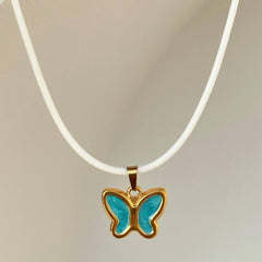 COLORFUL RETRO 3D BUTTERFLY PENDANT NECKLACE_CWMM5664