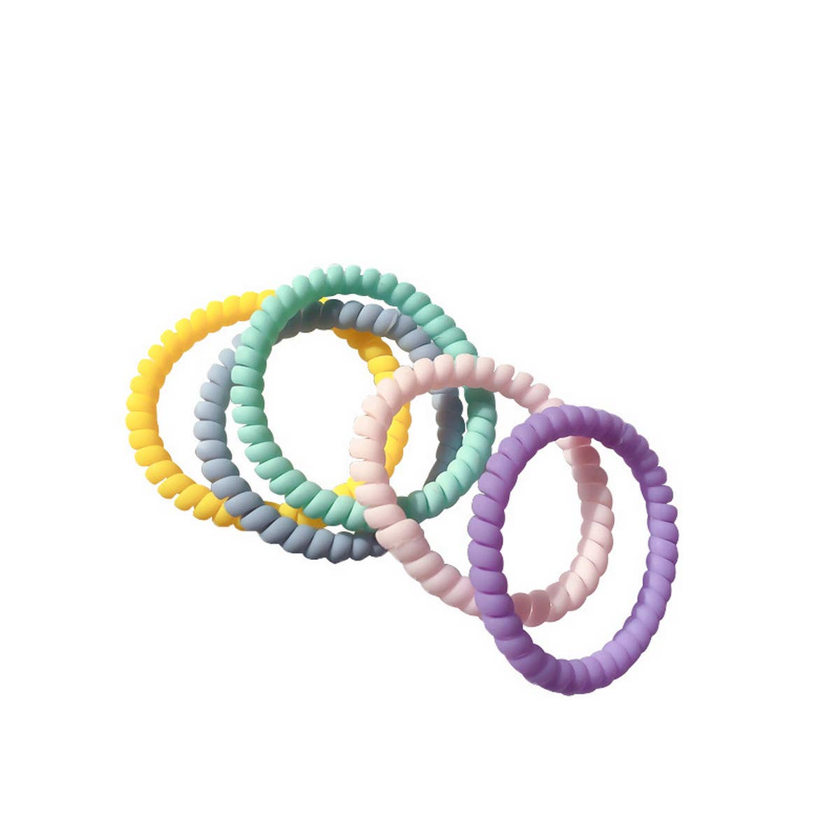 SYMPHONY CREAM TELEPHONE WIRE HAIR TIES 5 PACK_CWAHA1095