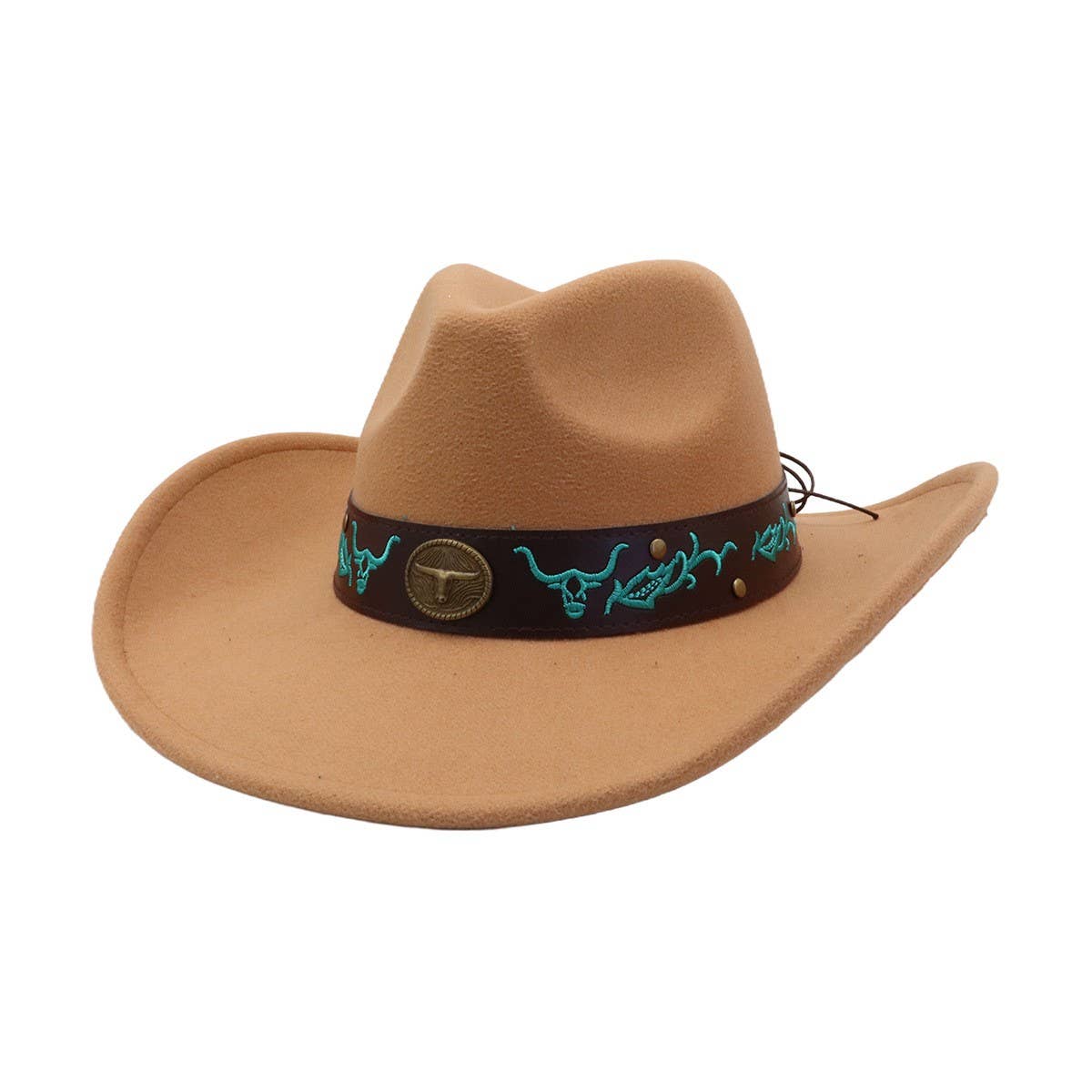 Western Ethnic Felt Cowboy Fedora Hat_Cwah04449