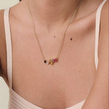 RUBY ZIRCON CHOKER NECKLACE DAINTY STEEL GLAM_CWMM6965