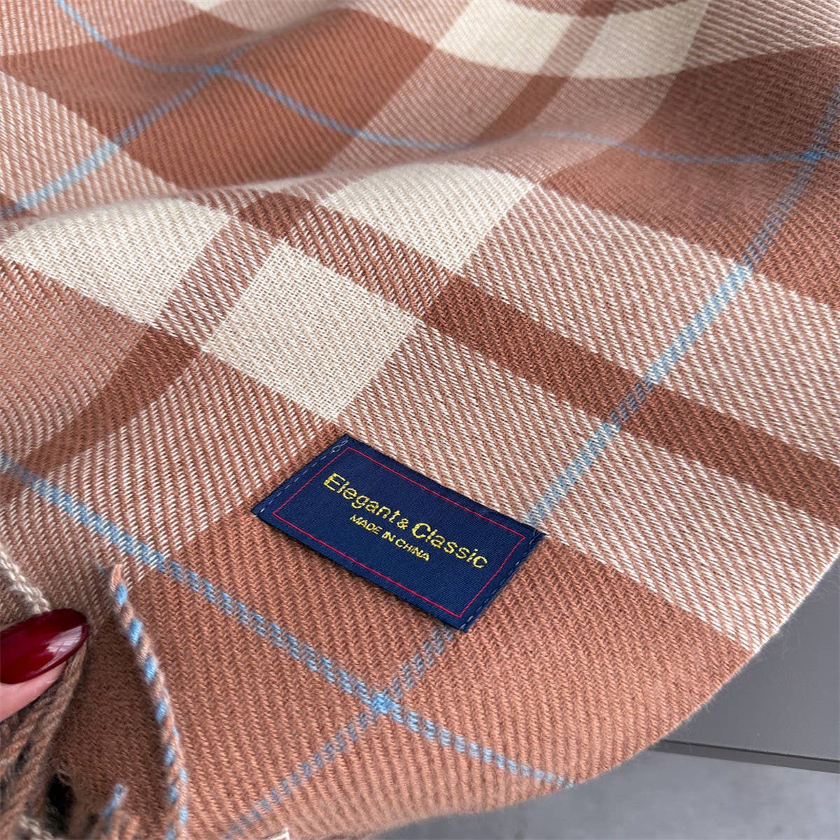 Fresh Plaid Cashmere Feel Tassel Scarf Wrap_Cwasc03245