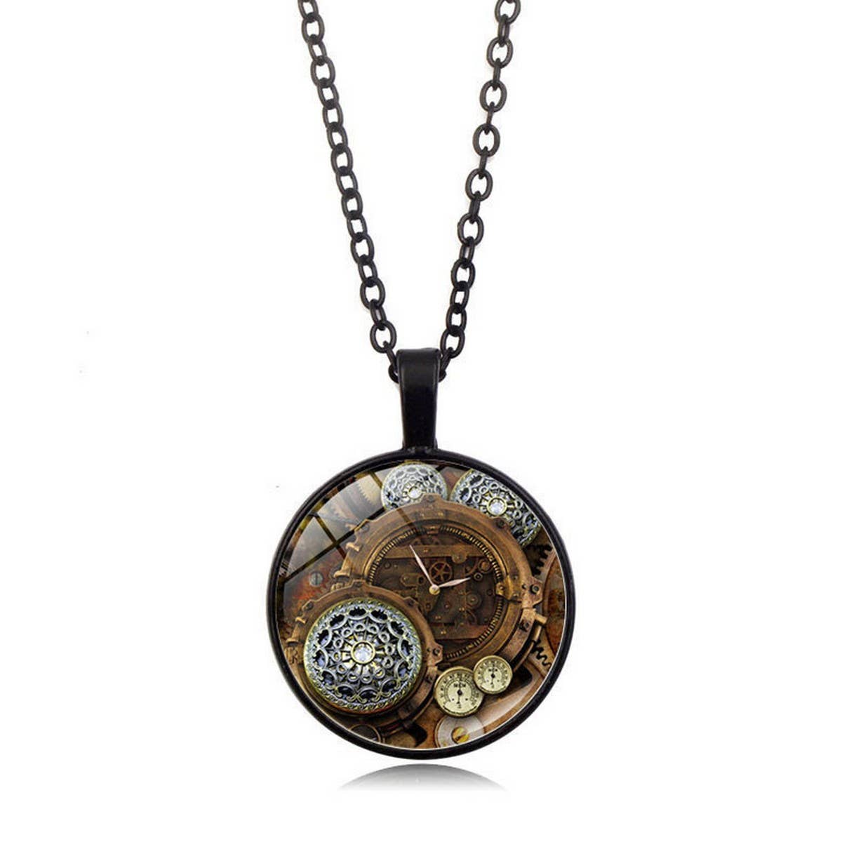 STEAMPUNK MECHANICAL TIME GEM NECKLACE JEWELRY_CWAJE0699
