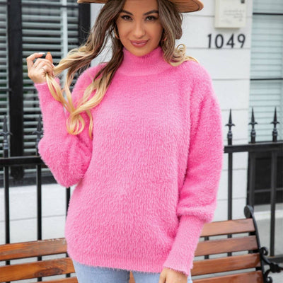 Pullover Turtleneck Plush Solid Color Sweater