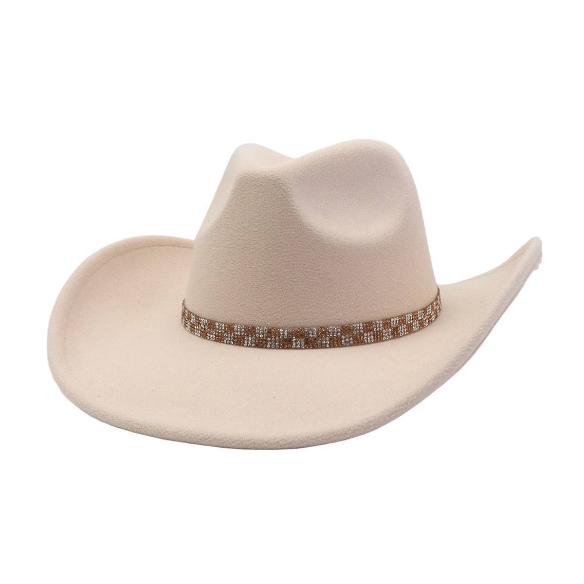 Western Ethnic Felt Cowboy Fedora Hat_Cwah04408