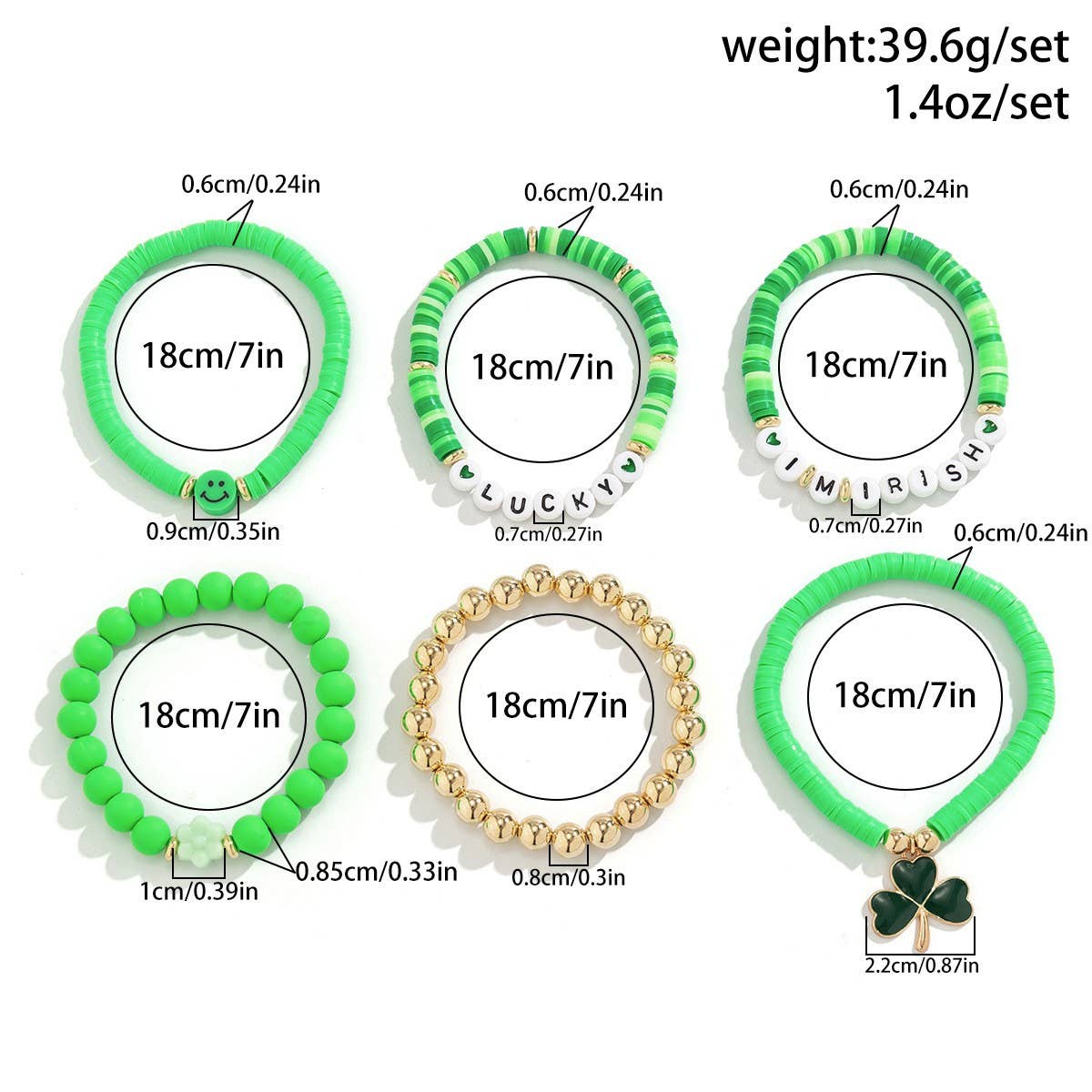 MULTI LEAF CLOVER LETTER SIMPLE BEADED BRACELET_CWAJE1475