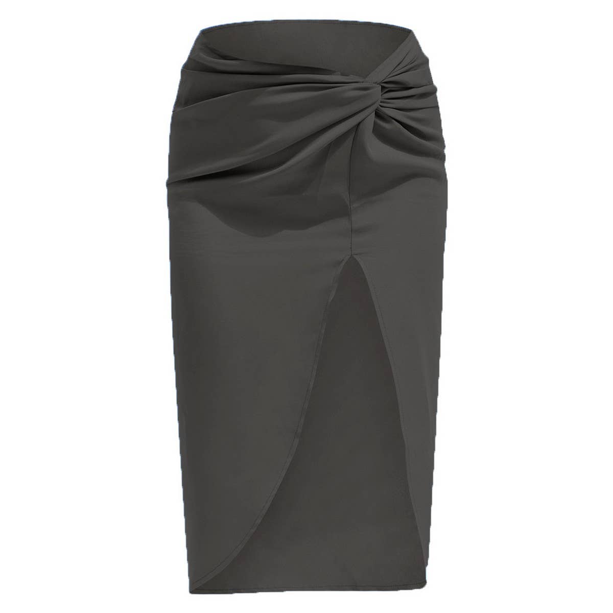 IRREGULAR SOLID COLOR SATIN HIP LENGTH SKIRT_CWBSS0389
