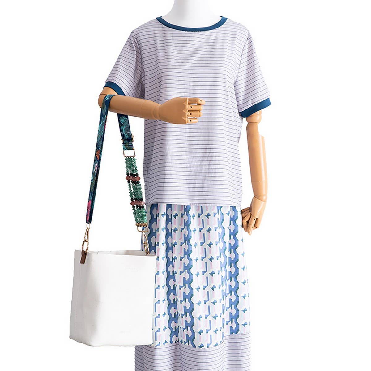 IRREGULAR ACRYLIC ADJUSTABLE BOHO WIDE BAG STRAP_CWMM5096