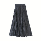 RUCHED PLEATED A LINE MIDI SKIRT_CWBMS0384