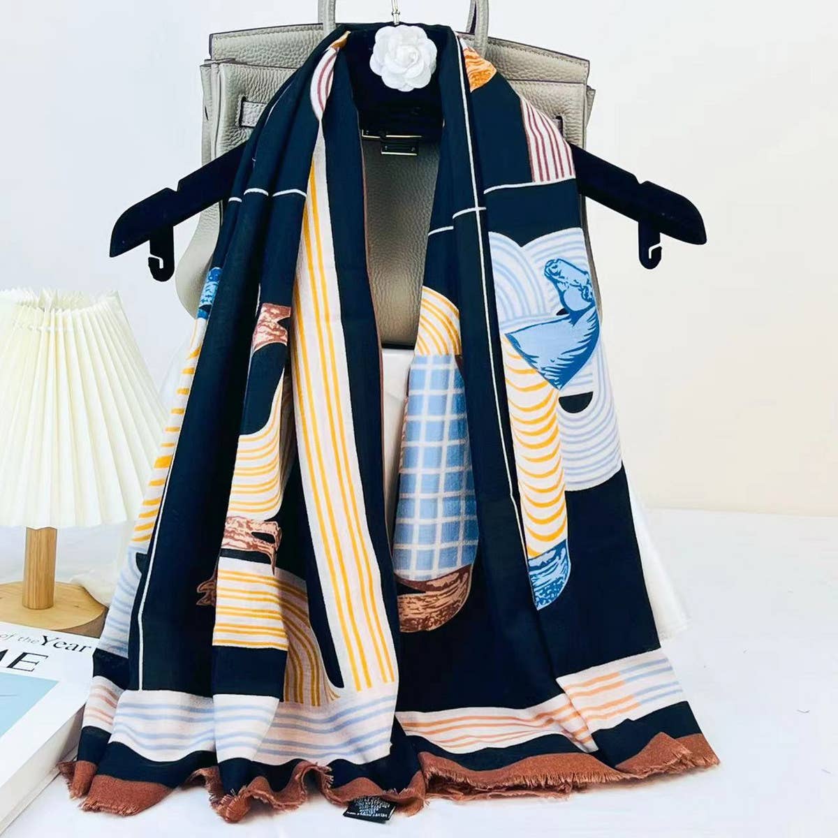 BOLD FLORAL ANIMAL SILK BLEND WRAP_CWASC0890