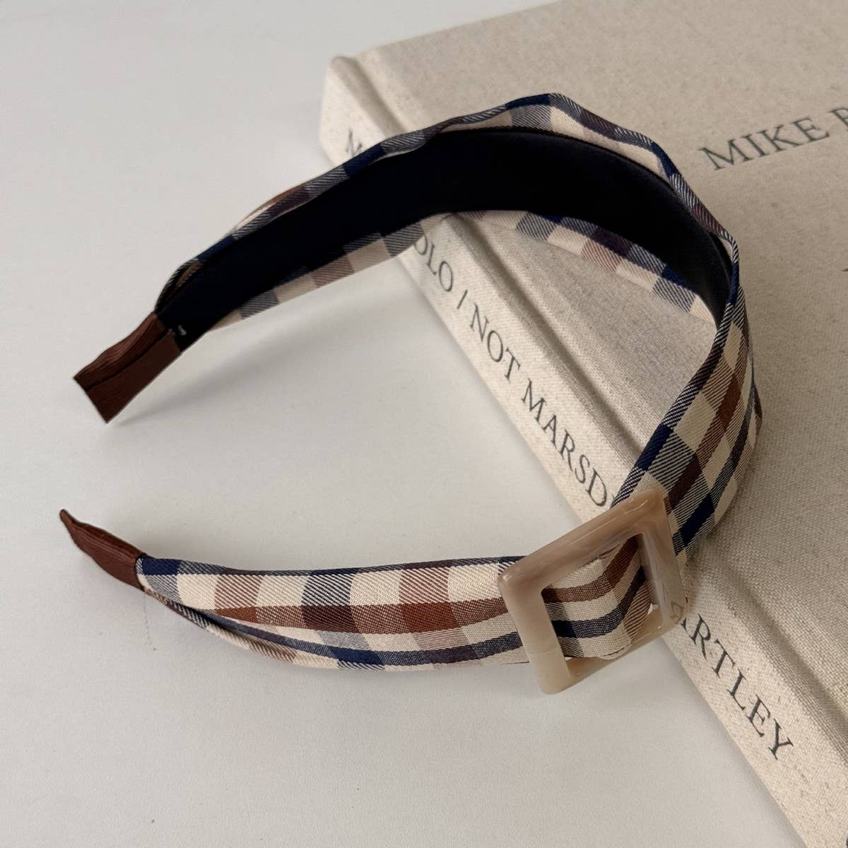 Plaid Buckle Headband College Autumn Style_Cwaha08166