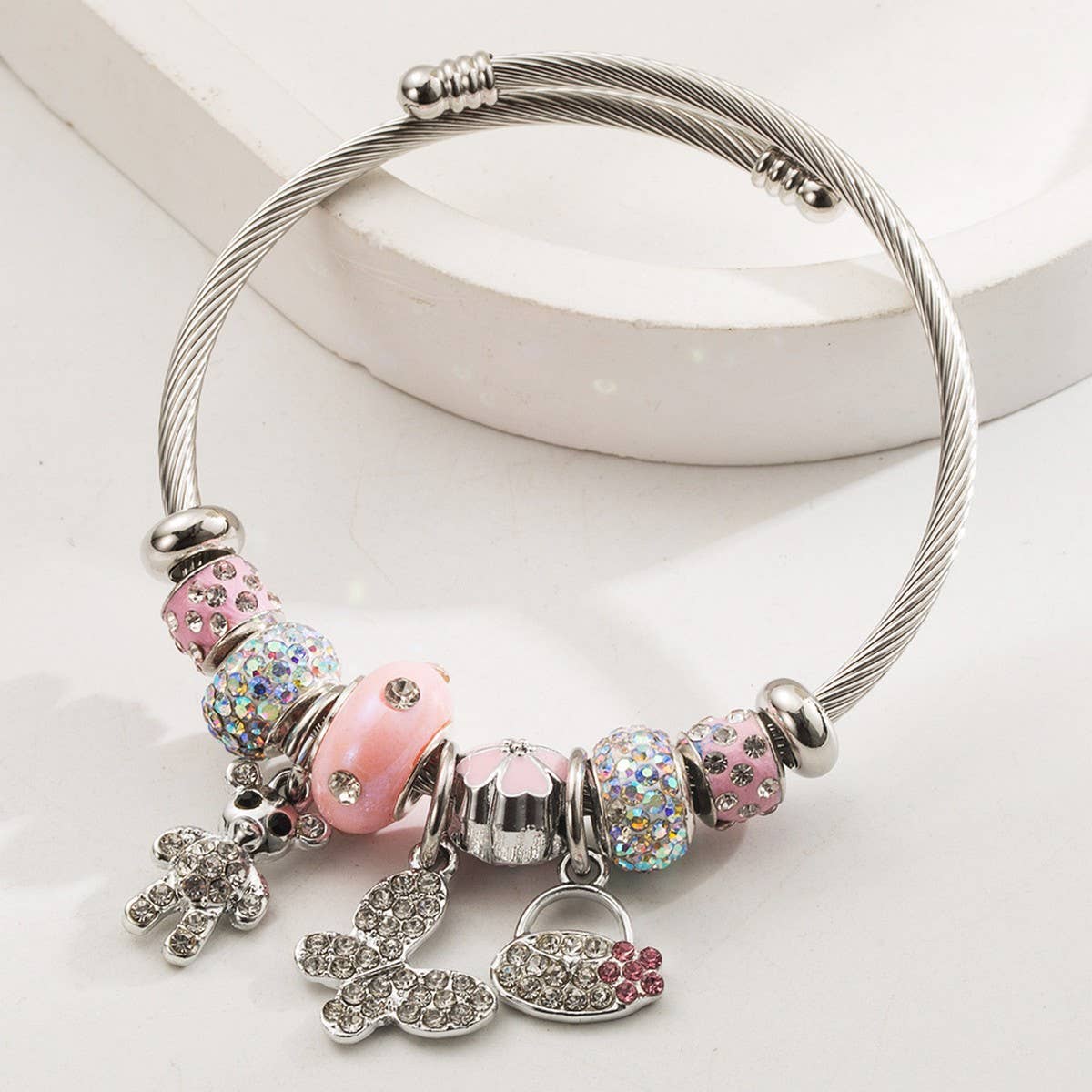STYLISH SILVER BRACELET WITH BALLERINA BUTTERFLY_CWMM8573