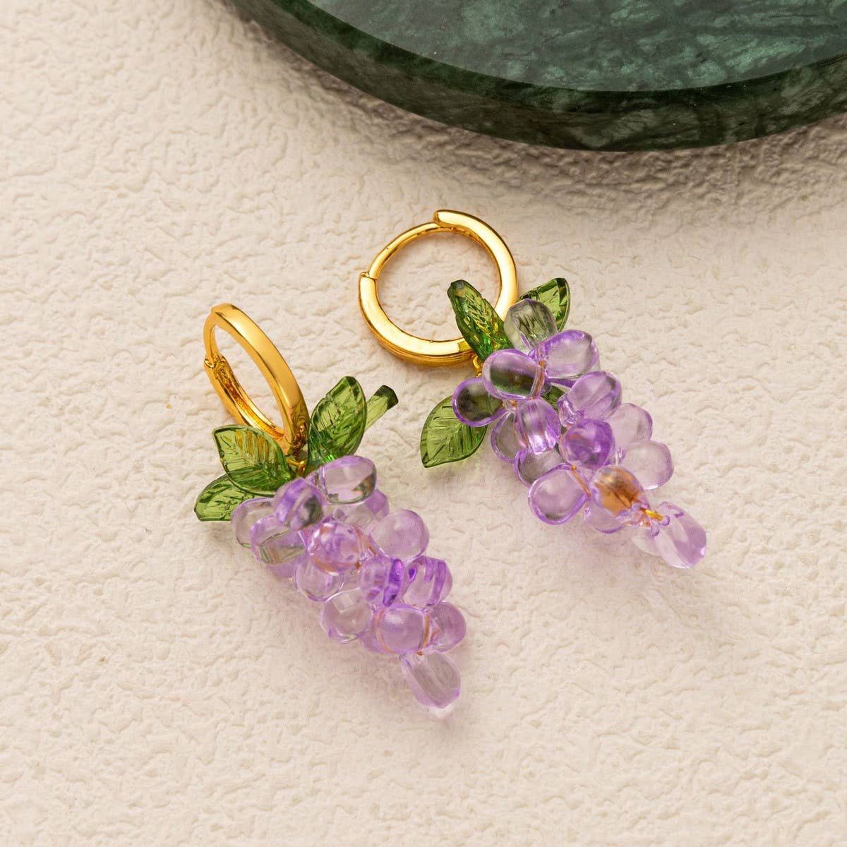 COLORFUL GRAPE FRUIT 18K GOLD PLATED EARRINGS_CWAJE5068