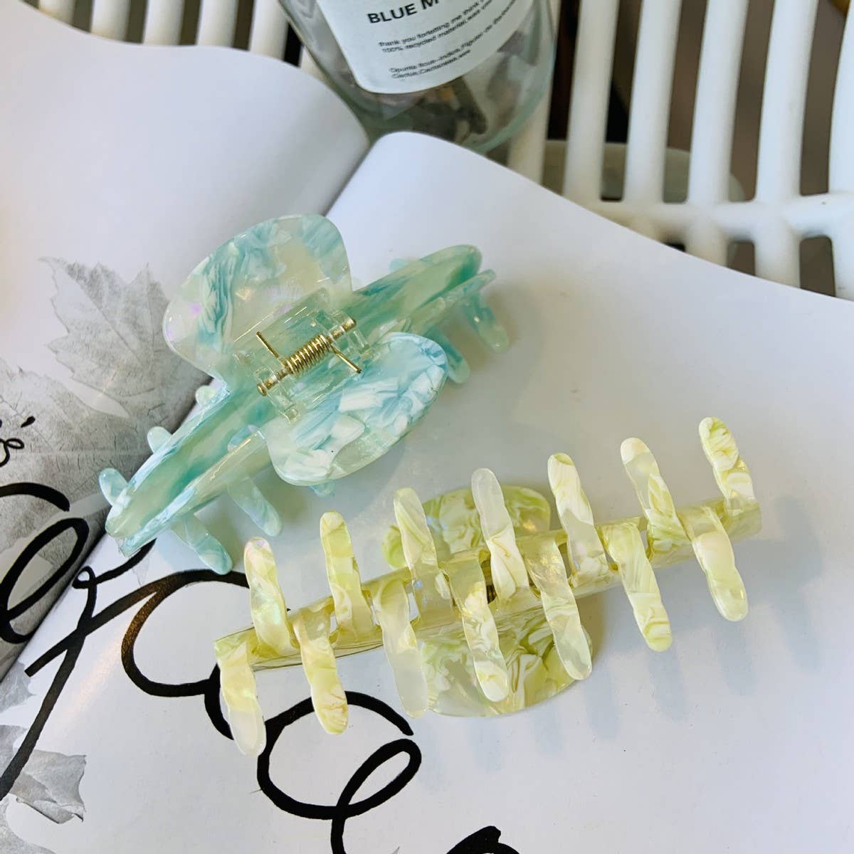 COLORFUL FLORAL ACETATE HAIR CLAW LARGE CHIC CLIP_CWAHA2155