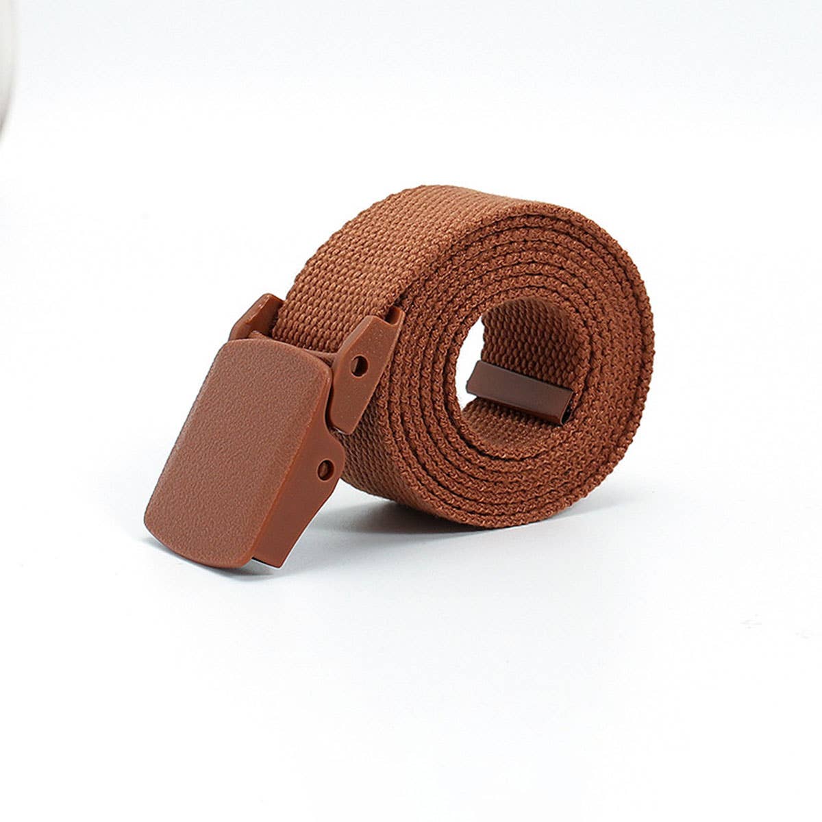 SOLID COLOR WOVEN CANVAS BELT WITH PLASTIC BUCKLE_CWABE0675