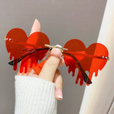 Water Drops Heart Tears Frameless Cut Edge Glasses_Cwasg0350