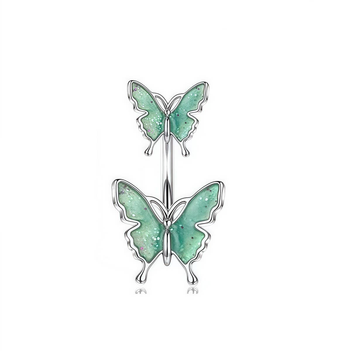 GLITTER BUTTERFLY BELLY RING RESIN BODY PIERCING_CWMM9306