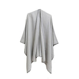FASHION SOLID COLOR WARM SPLIT SHAWL CLOAK_CWASC0285