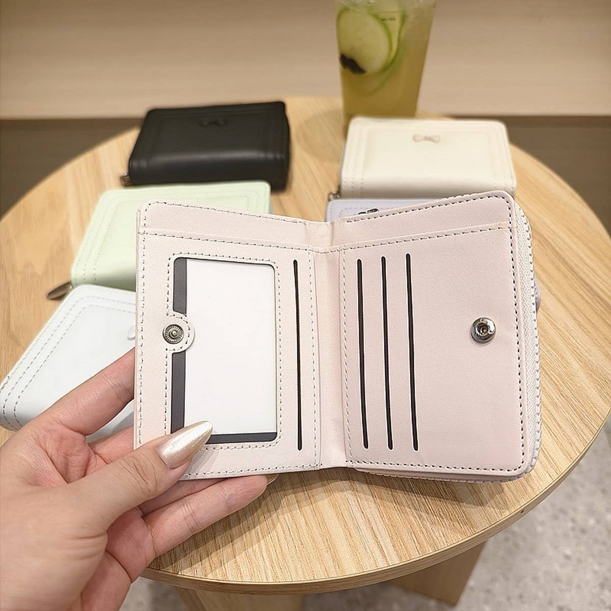 Cute Bow Zip Bifold Wallet For Women_Cwab06227
