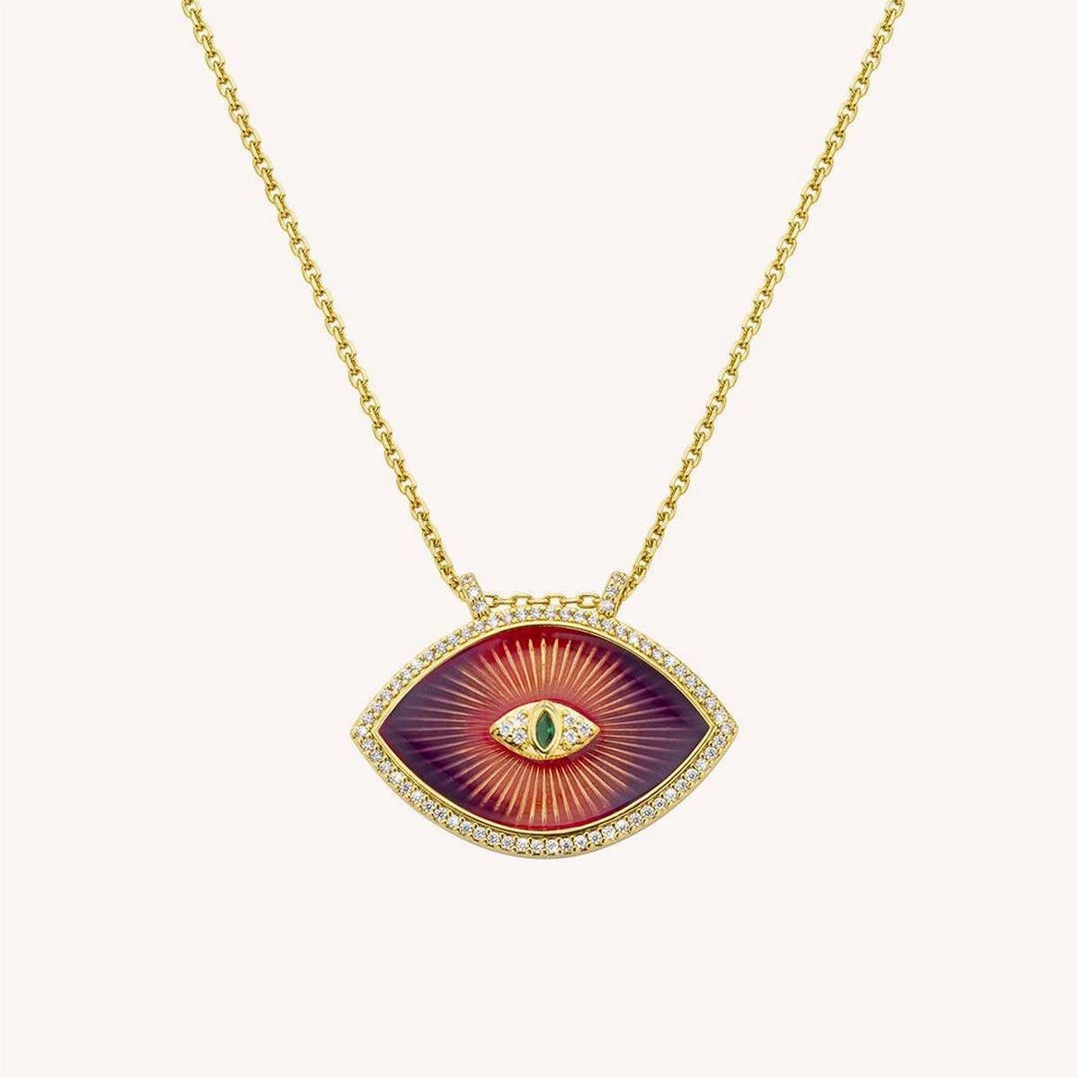 BOHEMIAN EVIL EYE COLORFUL OIL DROP NECKLACE_CWMM3926