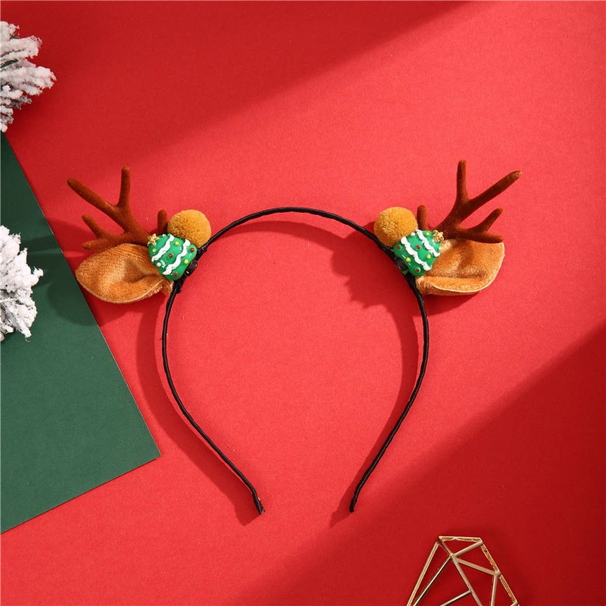 CUTE CHRISTMAS ELK HORN BELL HEADBAND HAIRPIN_CWAHA3427