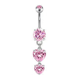 DOUBLE HEART TASSEL BELLY RING ZIRCON PIERCING_CWMM9308