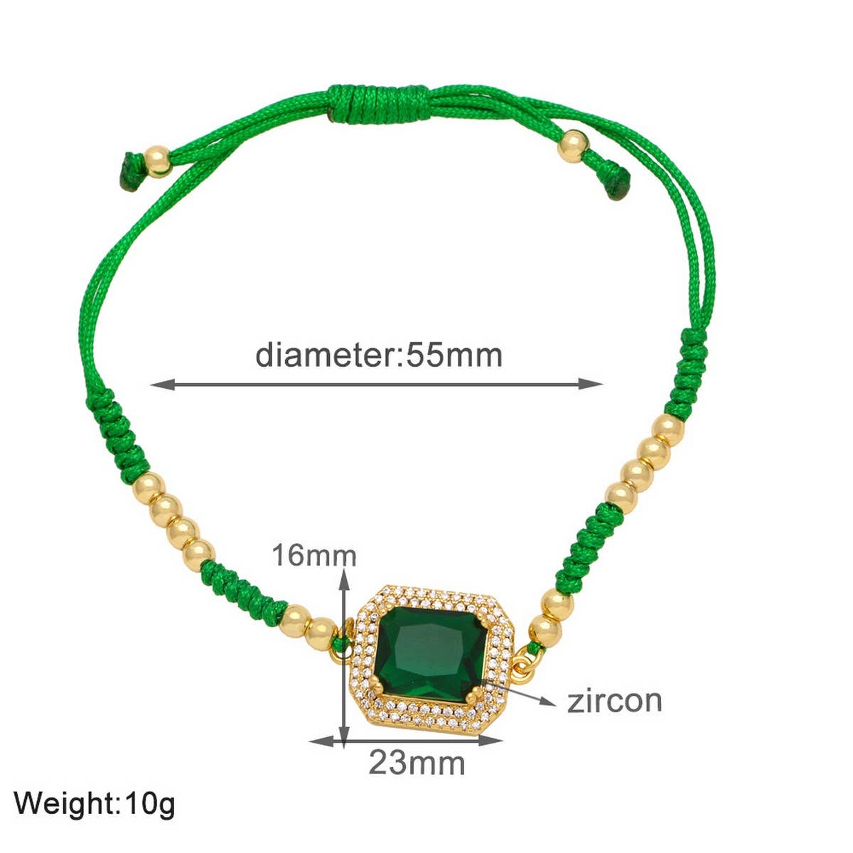 BOHEMIAN COLORED ZIRCON GEOMETRIC SQUARE BRACELET_CWAJE1041