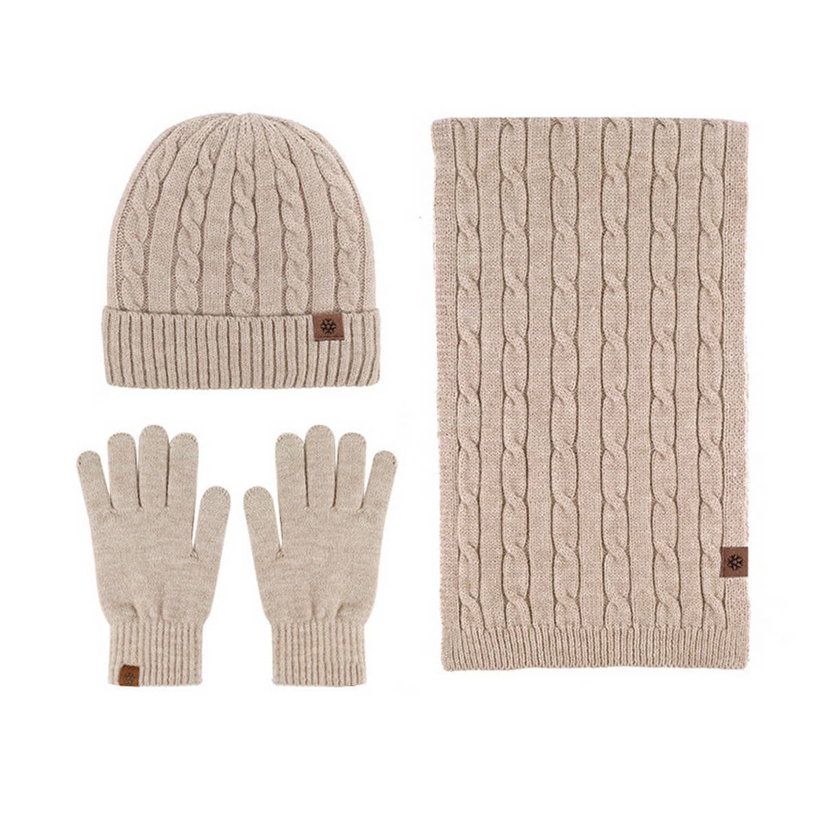 NEW KNITTED HAT SCARF AND GLOVES THREE PIECE SET_CWMM2777