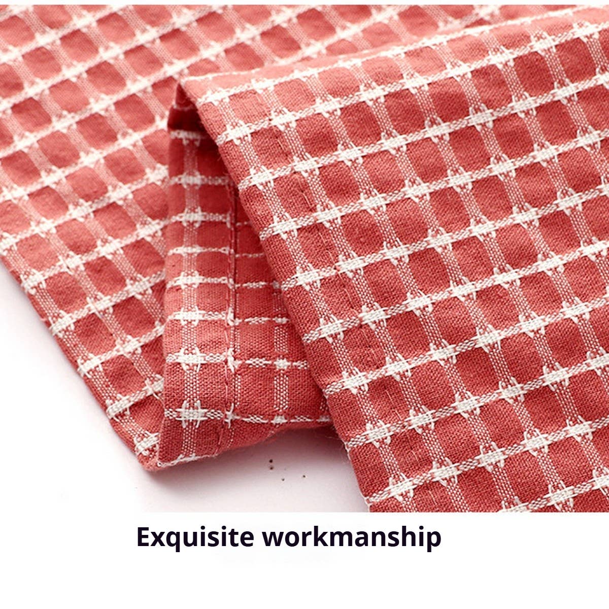 Cotton Striped Grid Kitchen Apron With Pocket_Cwmm10095