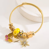 BEADED STEEL BRACELET WITH ENAMEL BUTTERFLY STAR_CWMM8564