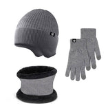 Winter Outdoor Fleece Knitted Hat Three Piece Set_Cwmm2808