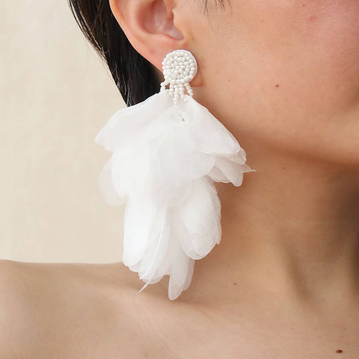 HANDMADE FABRIC TASSEL EARRINGS BOLD STATEMENT_CWMM6156